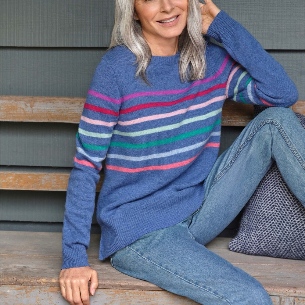 WoolOvers Blue Striped Sweater